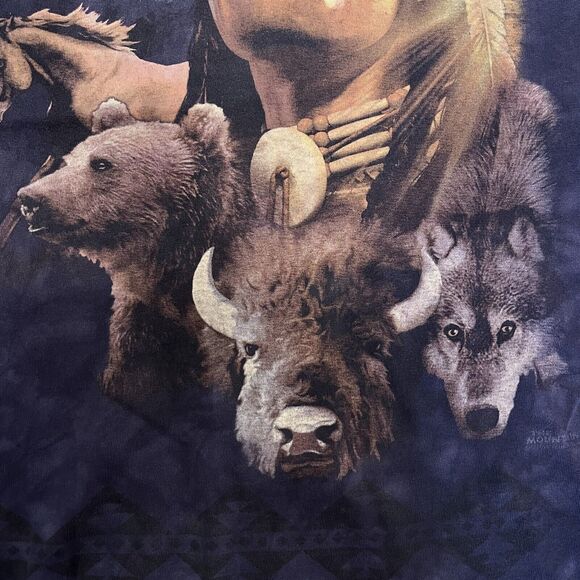 Two (2) The Mountain Native American Graphic Tee Shirts Large Red Tie Dye Blue - Picture 9 of 15